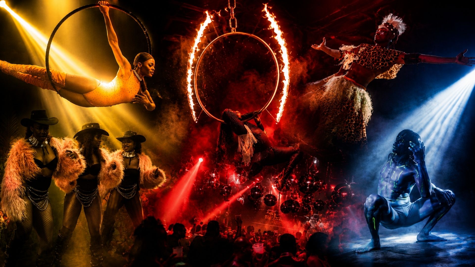 Quench Entertainment performer in action — dramatic staging and premium production